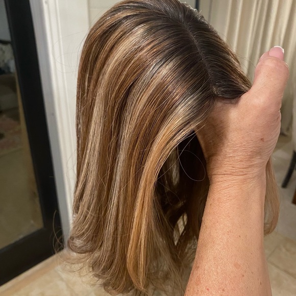 100% Remy Human Hair Uniwigs brand Hair Topper Brown with highlights NEW !!!! - Picture 8 of 11